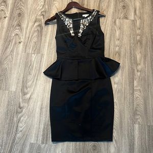 Beautiful little black dress peplum with rhinestones size 4